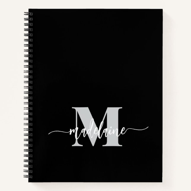 Monogram Black Silver White Personal Notizbuch (Vorderseite)