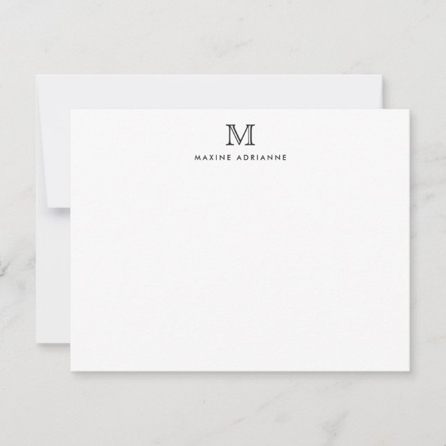 Monogram Black Simple Classic Formal Elegant Mitteilungskarte (Vorderseite)