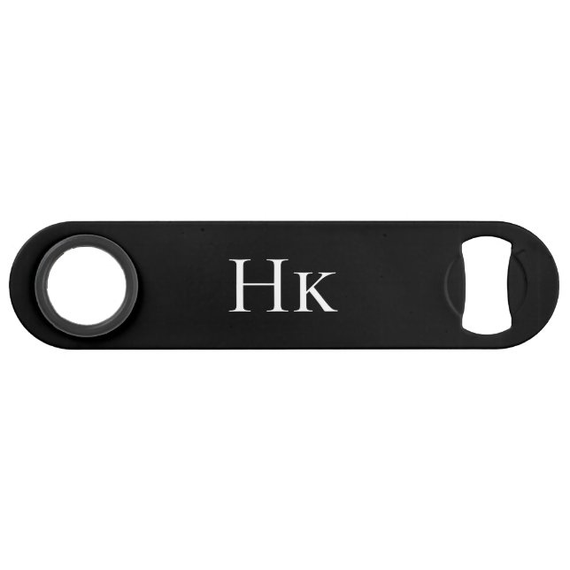Monogram Black Simple Modern Elegant Monogrammed Speed Flaschenöffner (Vorderseite (Horizontal))