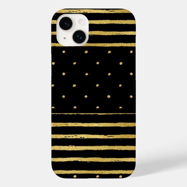 Monogram Black Striped Dots - Mate iPhone 14 Case-Mate iPhone Hülle (Rückseite)
