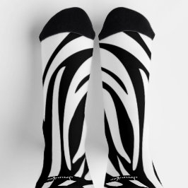 Monogram Black Striped Zebra Muster Trendy Socken