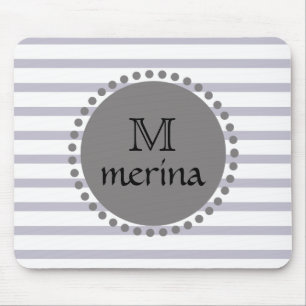Monogram Black Striping Circle Mousepad