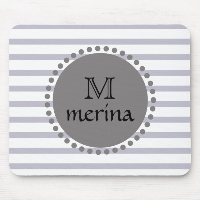 Monogram Black Striping Circle Mousepad (Vorne)
