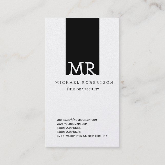 Monogram Black Striping Clean Consultant Visitenkarte (Vorderseite)