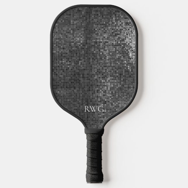 Monogram Black Texture Design Pickleball Paddel Pickleball Schläger (Vorderseite)
