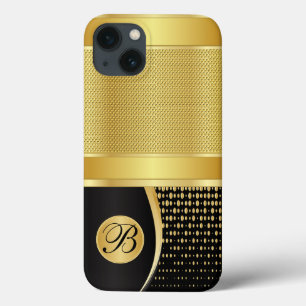 Monogram Black und Gold Metallic Mesh iPhone 13 Hülle