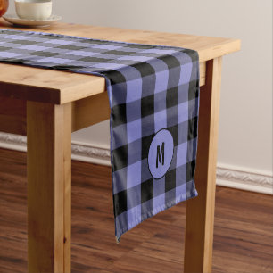 Monogram Black und Periwinkle Buffalo Karierter Po Mittelgroßer Tischläufer