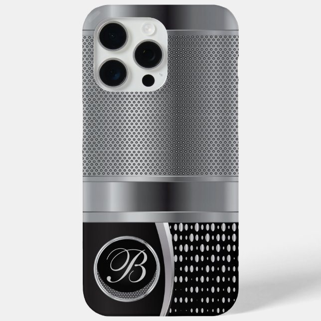 Monogram Black und Silver Metallic Mesh Case-Mate iPhone Hülle (Rückseite)