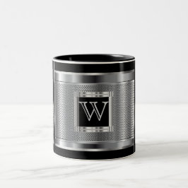 Monogram Black und Silver Steel Metal Mesh Zweifarbige Tasse