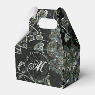 Monogram Black Vintag Floral Gable Favor Box Geschenkschachtel