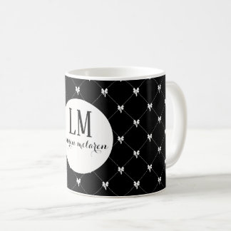 Monogram Black & White Bow Script Kaffeetasse