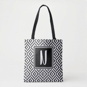 Monogram Black & White Diamond Muster