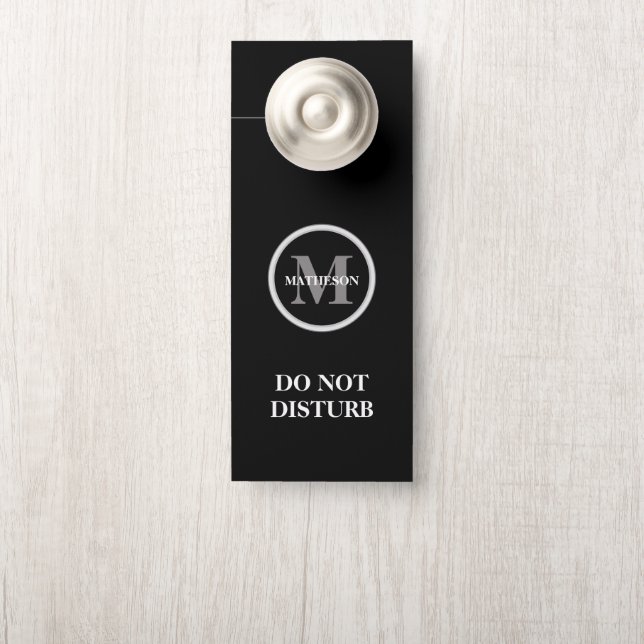 Monogram Black white Hotel Guest do not disturb Türanhänger (Auf Knauf)