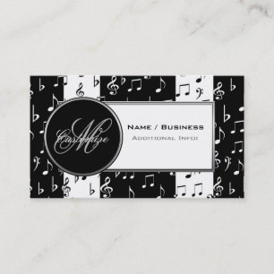 Monogram Black & White Music Business Card Visitenkarte