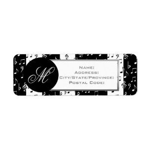 Monogram, Black & White, Musical Stripes Labels 2