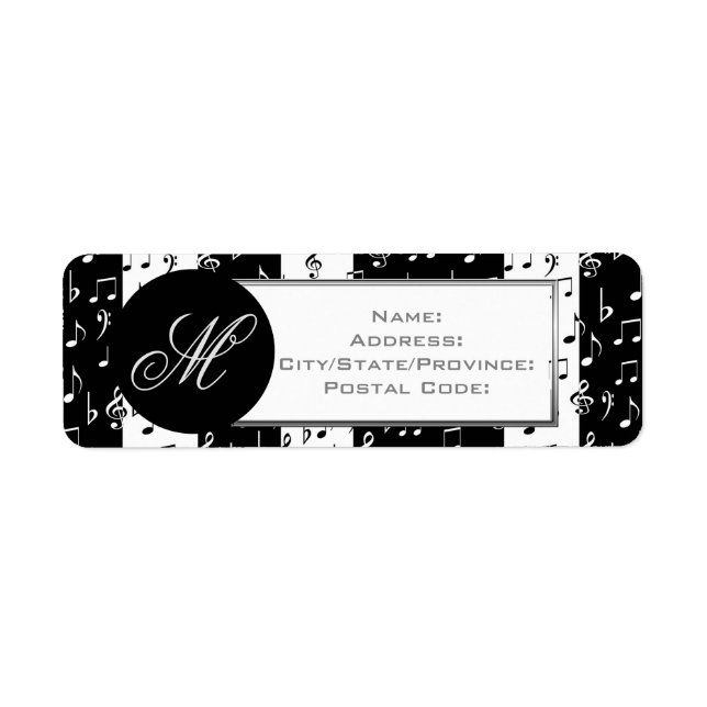 Monogram, Black & White, Musical Stripes Labels 2 (Vorne)