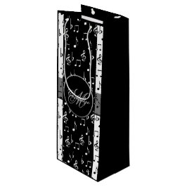 Monogram Black & White Musical Stripes Weinbeutel Geschenktüte Für Weinflaschen