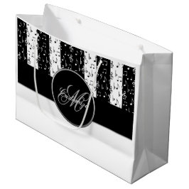 Monogram Black & White Musikstreifen Große Bag 3 Große Geschenktüte