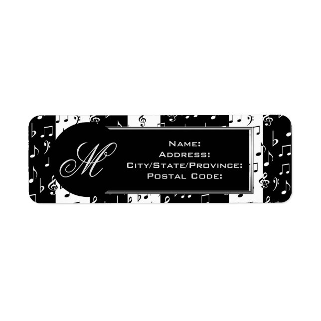 Monogram Black & White-Streifen-Labels (Vorne)