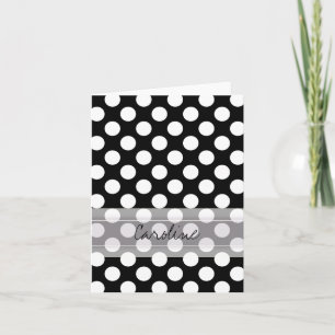 Monogram Black White Trendy Fun Polka Dot Pattern