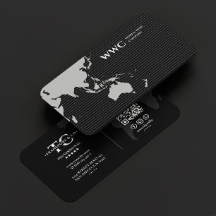 Monogram Black, World Map Strip Marketing Company Visitenkarte