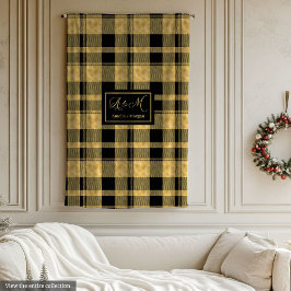 Monogram Blanket Elegant Black Gold Birthday Gift Fleecedecke