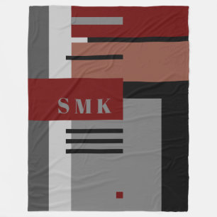 Monogram-Blanket - Erdtöne - Geometrisches Muster Fleecedecke