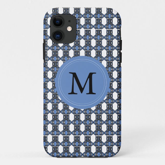 Monogram Blue Abstrakt Scarab Muster Case-Mate iPhone Hülle (Rückseite)