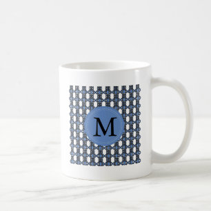 Monogram Blue Abstrakt Scarab Muster Kaffeetasse