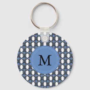 Monogram Blue Abstrakt Scarab Muster Schlüsselanhänger
