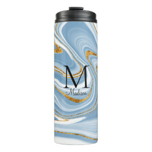Monogram Blue Agate Thermosbecher