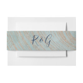 Monogram Blue and Copper Marmor Design Einladungsbanderole