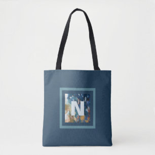 Monogram Blue aquamarine Aquarellfarbe modern cool