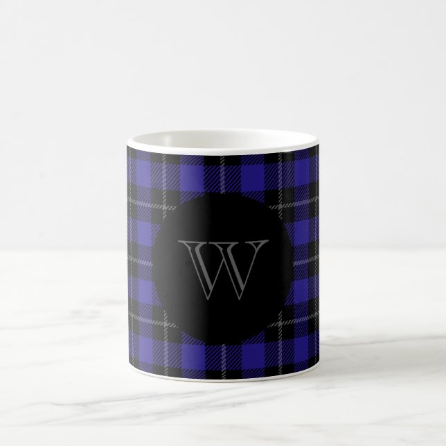 Monogram Blue Black Kariert Kaffeetasse (Mittel)