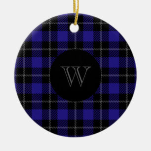 Monogram Blue Black Kariert Keramik Ornament