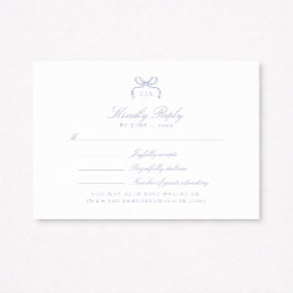 Monogram Blue Bow Wedding RSVP Card