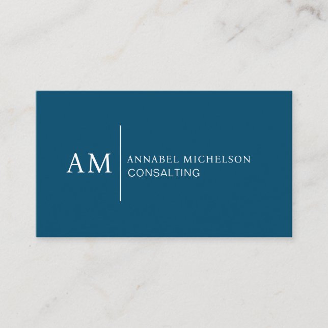 Monogram Blue Business Card Visitenkarte (Vorderseite)