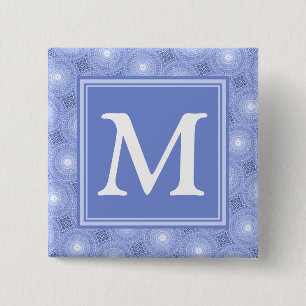 Monogram Blue Circles pattern Button