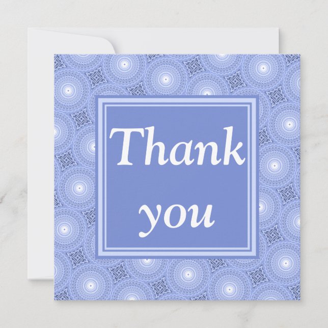 Monogram Blue Circles pattern Dankeskarte (Vorderseite)