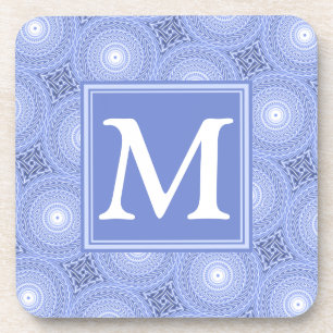 Monogram Blue Circles pattern Getränkeuntersetzer