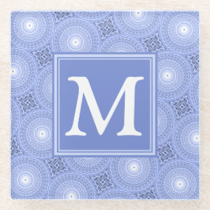 Monogram Blue Circles pattern Glasuntersetzer