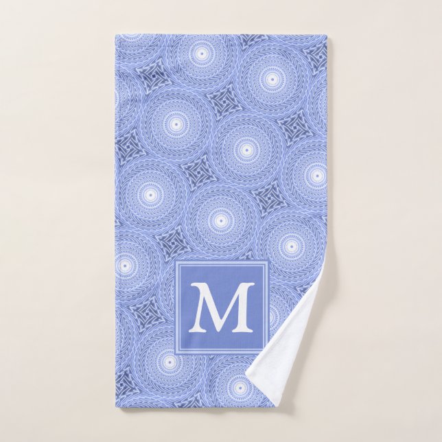 Monogram Blue Circles pattern Handtuch (Handtuch)