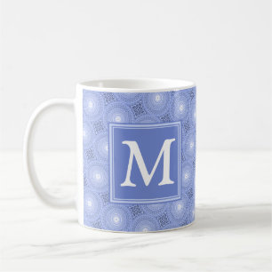 Monogram Blue Circles pattern Kaffeetasse