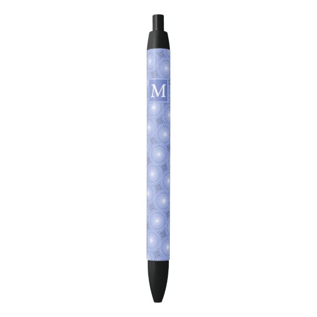 Monogram Blue Circles pattern Kugelschreiber (Vorderseite Vertikal)