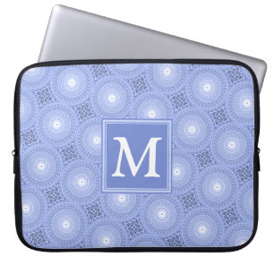 Monogram Blue Circles pattern Laptopschutzhülle