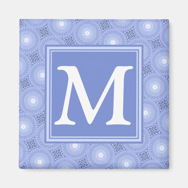 Monogram Blue Circles pattern Magnet (Vorne)