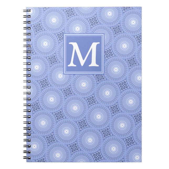 Monogram Blue Circles pattern Notizblock (Vorderseite)
