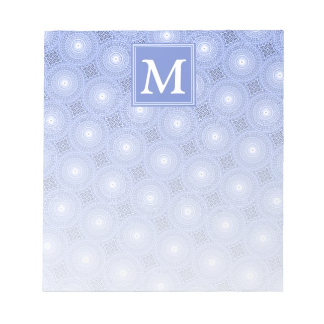 Monogram Blue Circles pattern Notizblock (Vorderseite)