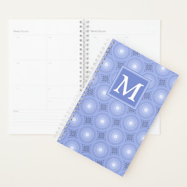 Monogram Blue Circles pattern Planer (Anzeige)