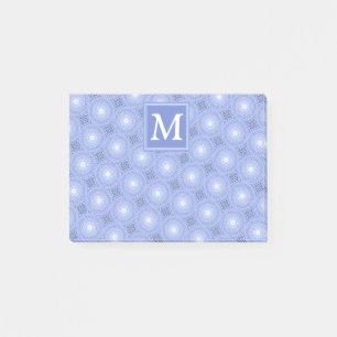 Monogram Blue Circles pattern Post-it Klebezettel